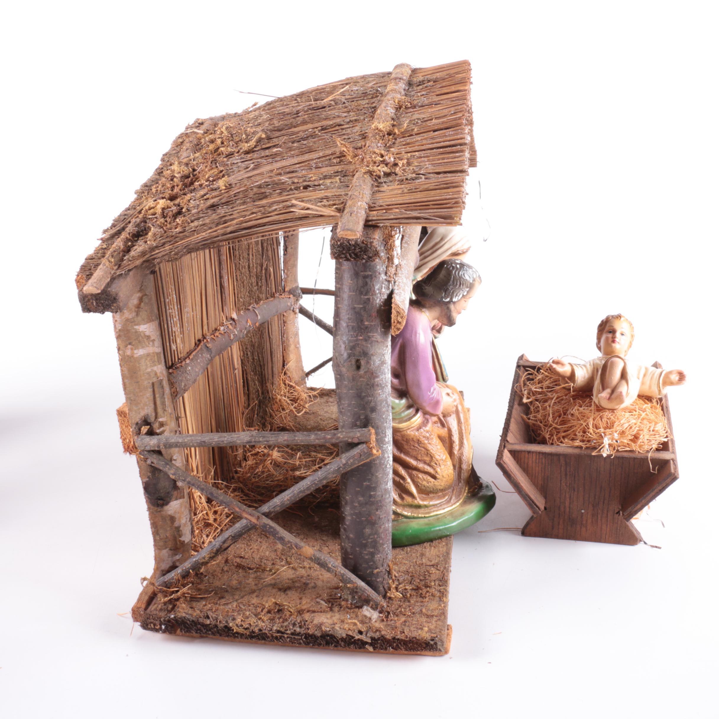 Vintage Hand-Painted Chalkware Nativity Set