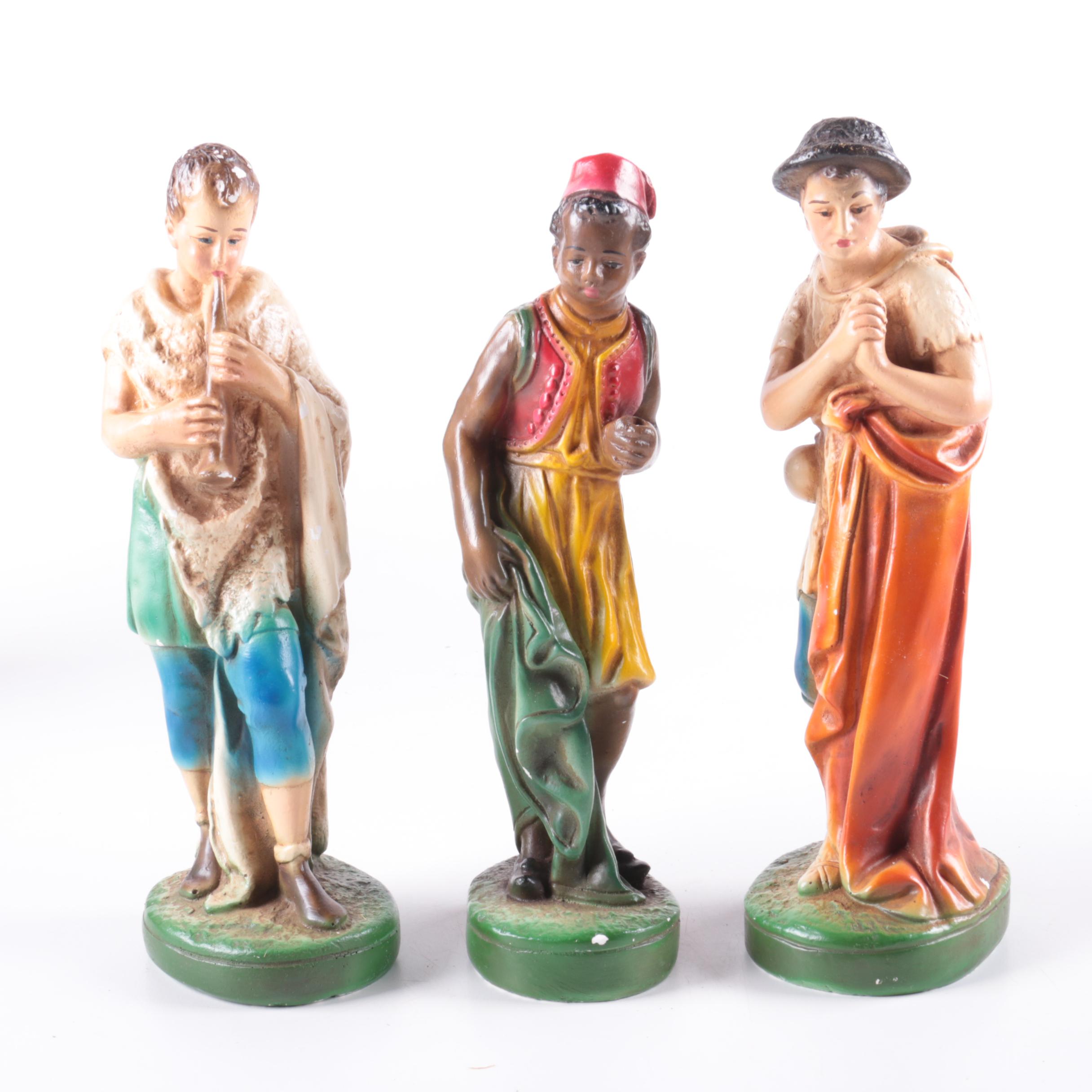 Vintage Hand-Painted Chalkware Nativity Set