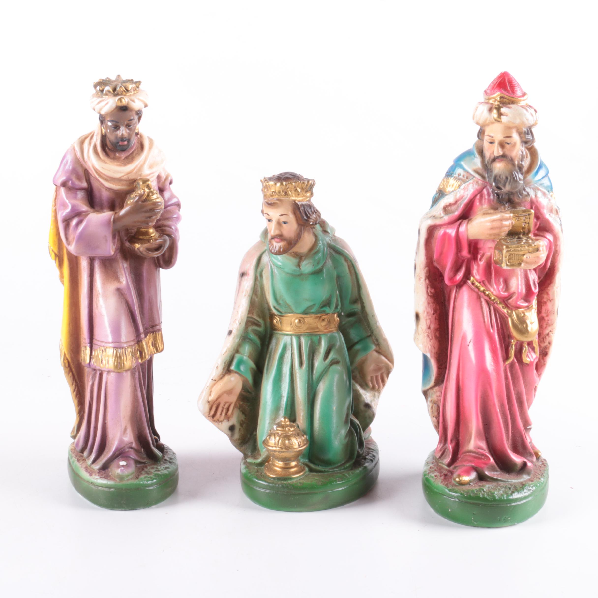 Vintage Hand-Painted Chalkware Nativity Set