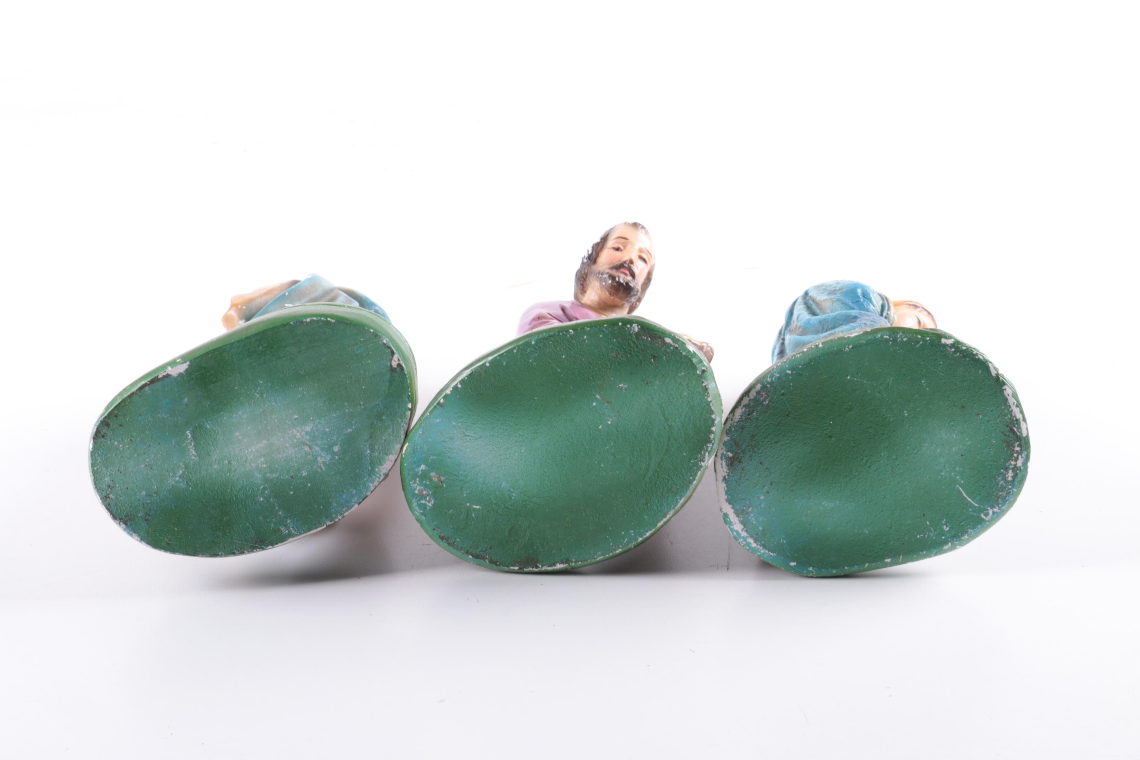 Vintage Hand-Painted Chalkware Nativity Set