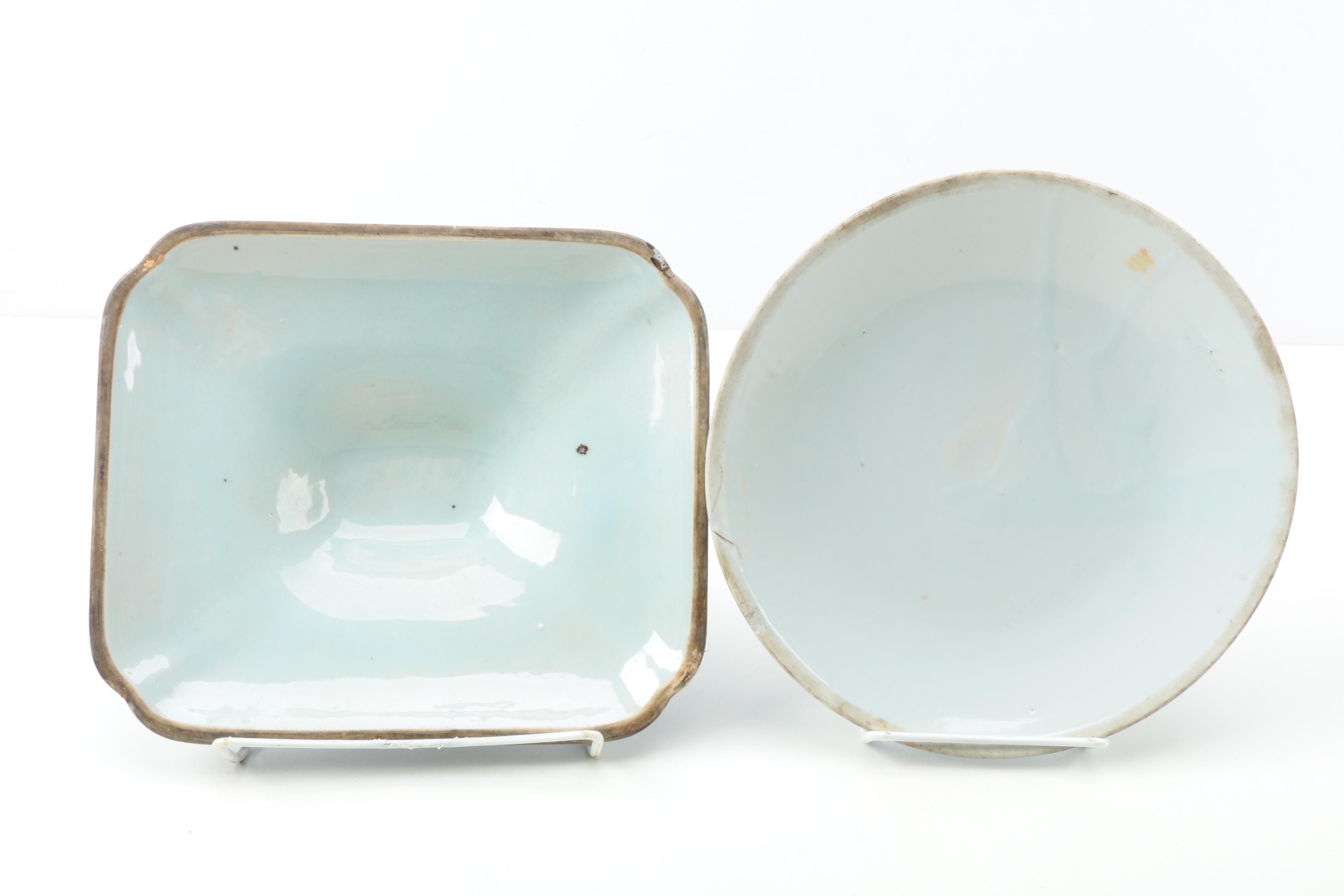 19th Century Canton Chinese Export Porcelain Lids