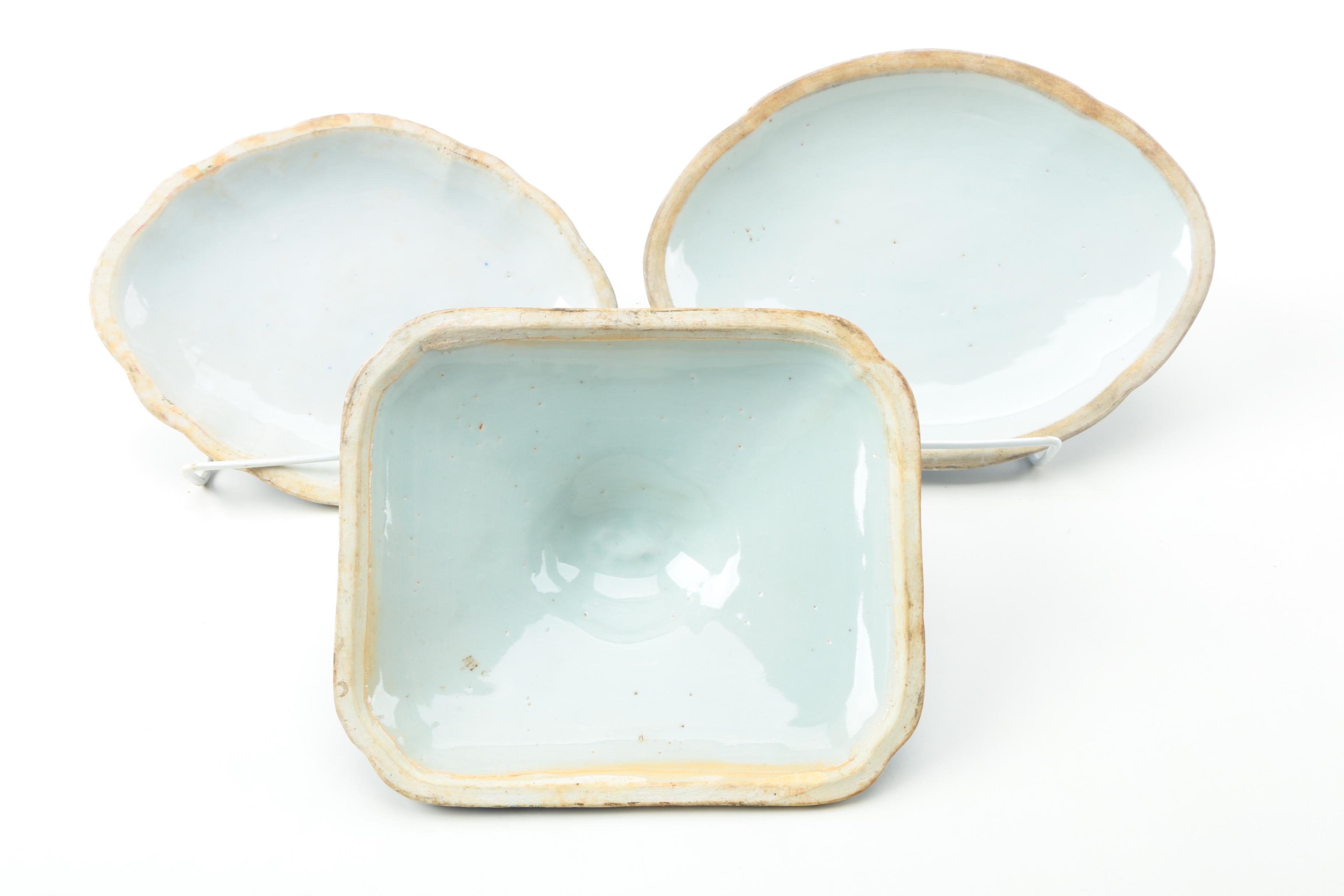 19th Century Canton Chinese Export Porcelain Lids