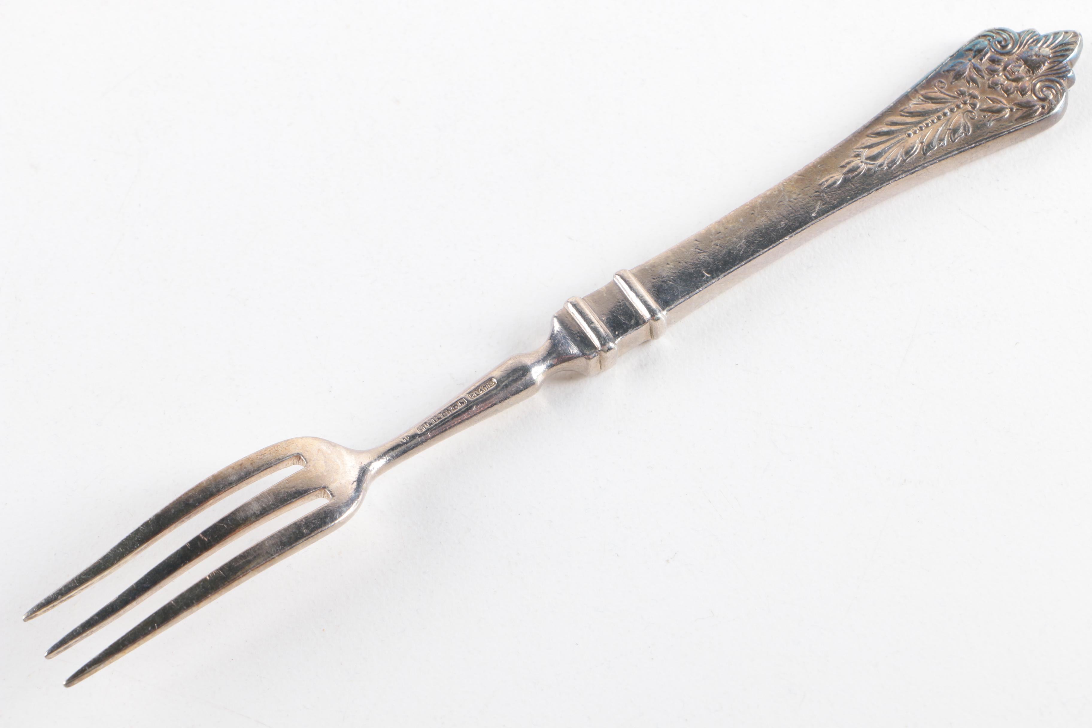 Victorian Elkington & Co. Silver Plate Serving Utensils with Assorted Flatware