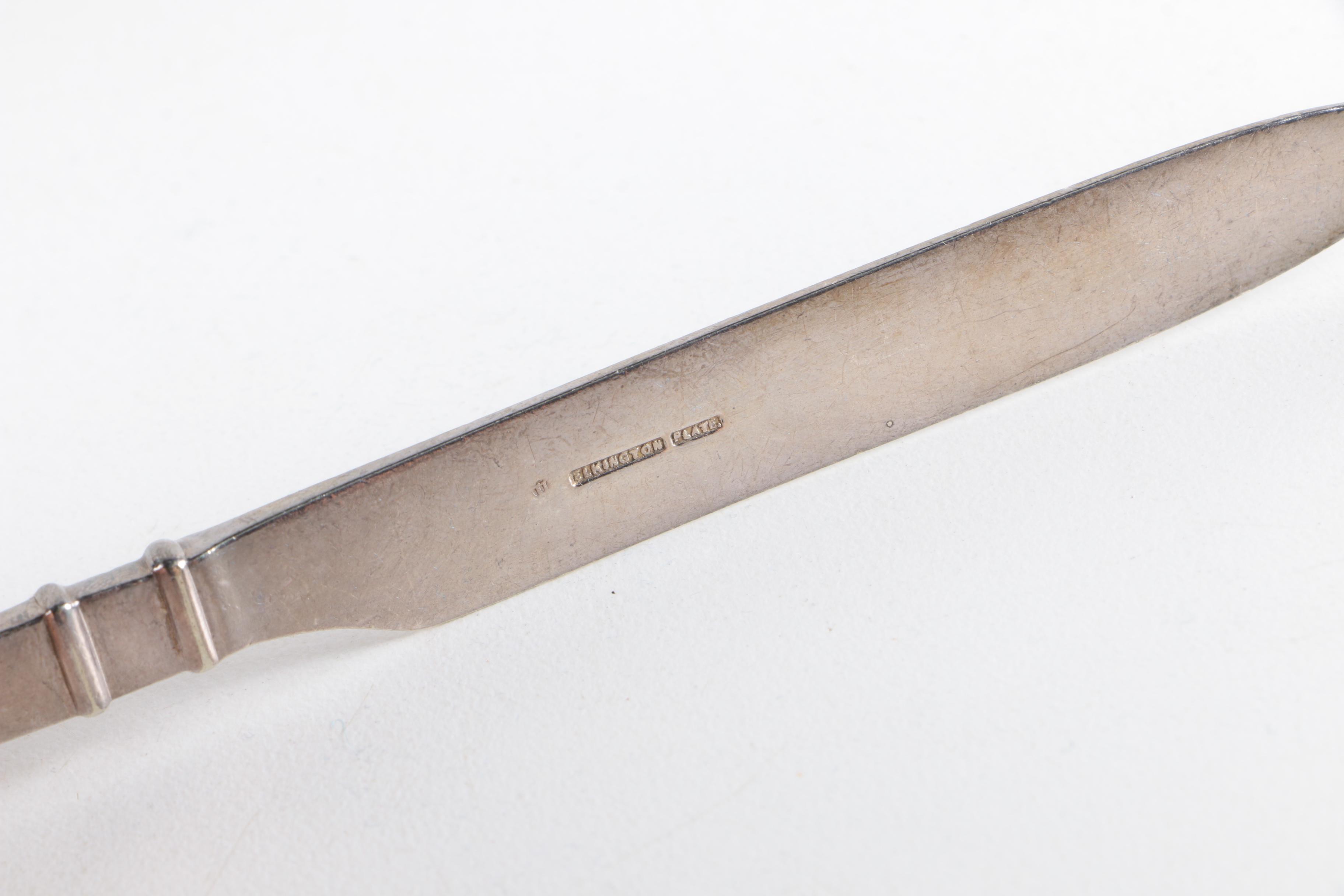 Victorian Elkington & Co. Silver Plate Serving Utensils with Assorted Flatware