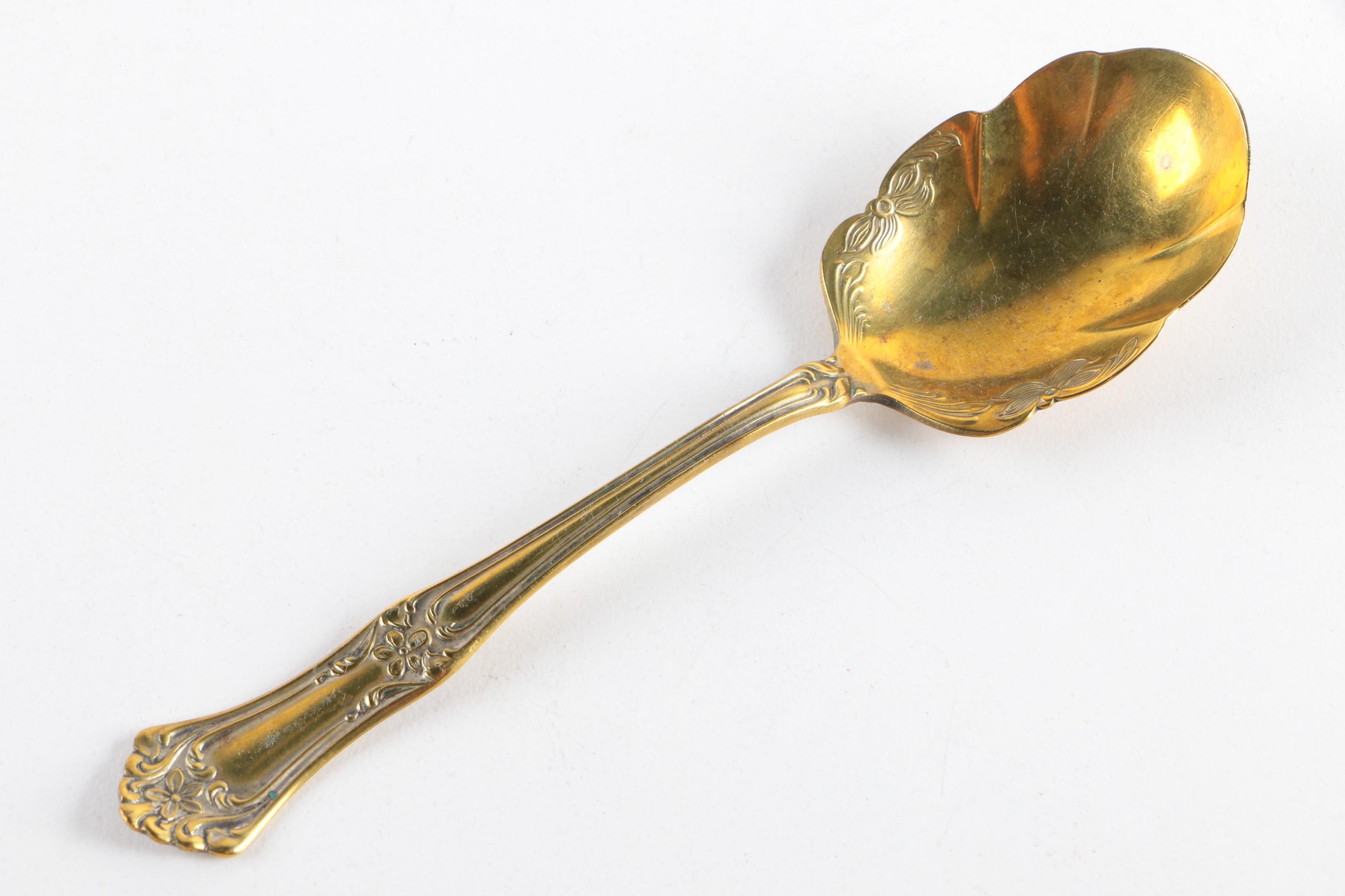 Victorian Elkington & Co. Silver Plate Serving Utensils with Assorted Flatware