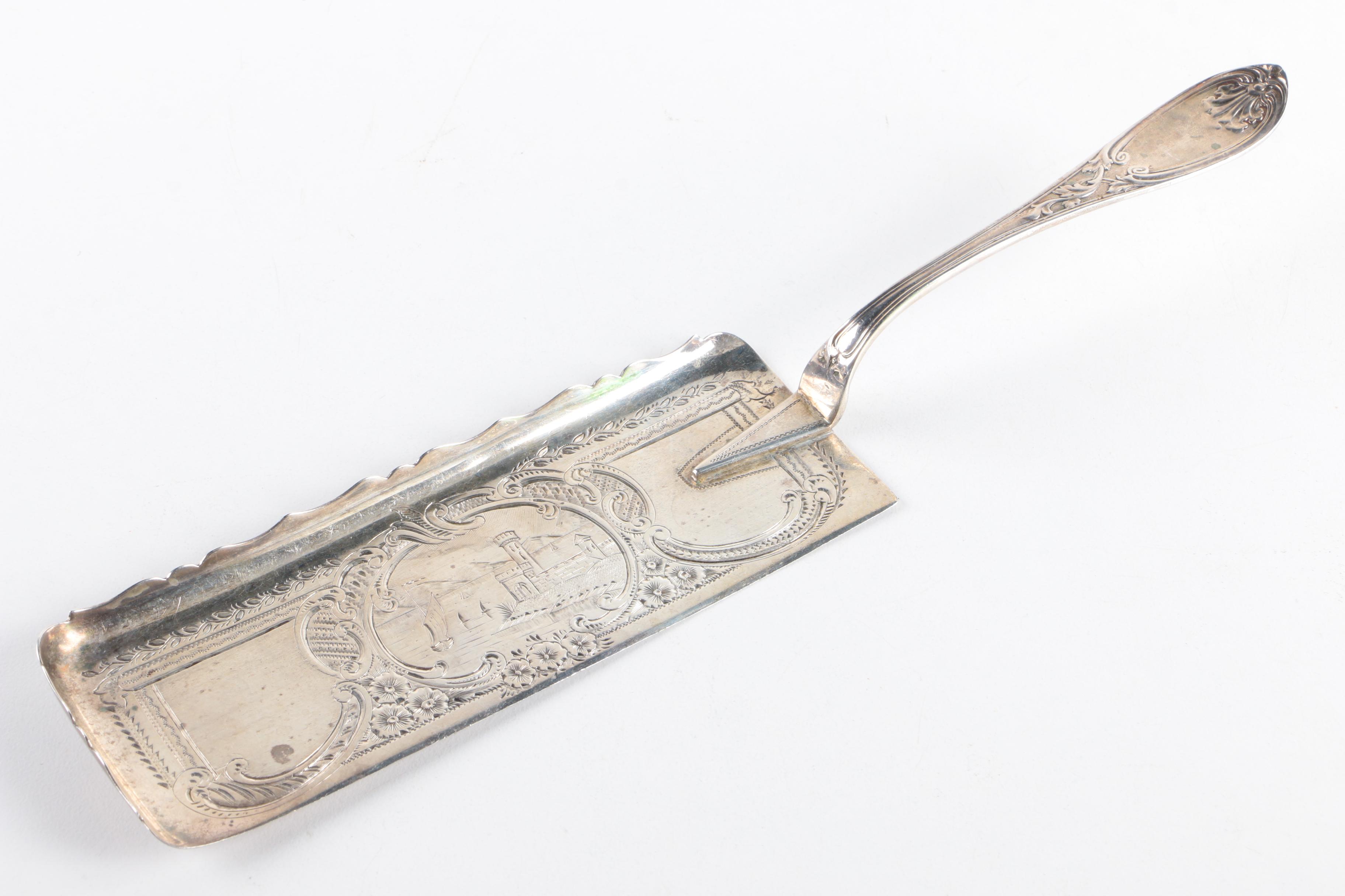 Victorian Elkington & Co. Silver Plate Serving Utensils with Assorted Flatware