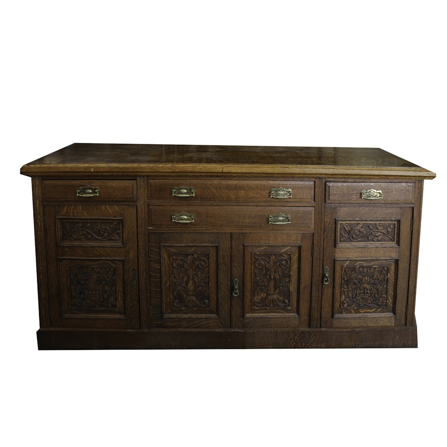 Antique Oak Buffet Cabinet