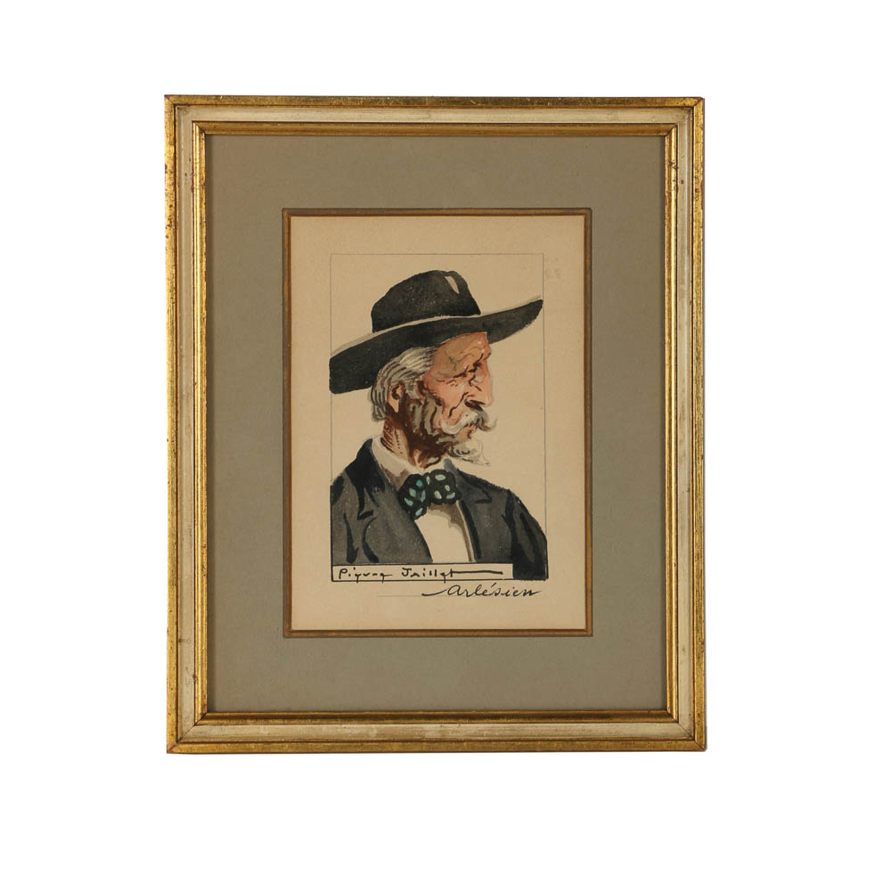 Pierre Jaillet Watercolor Painting "Arlésien"