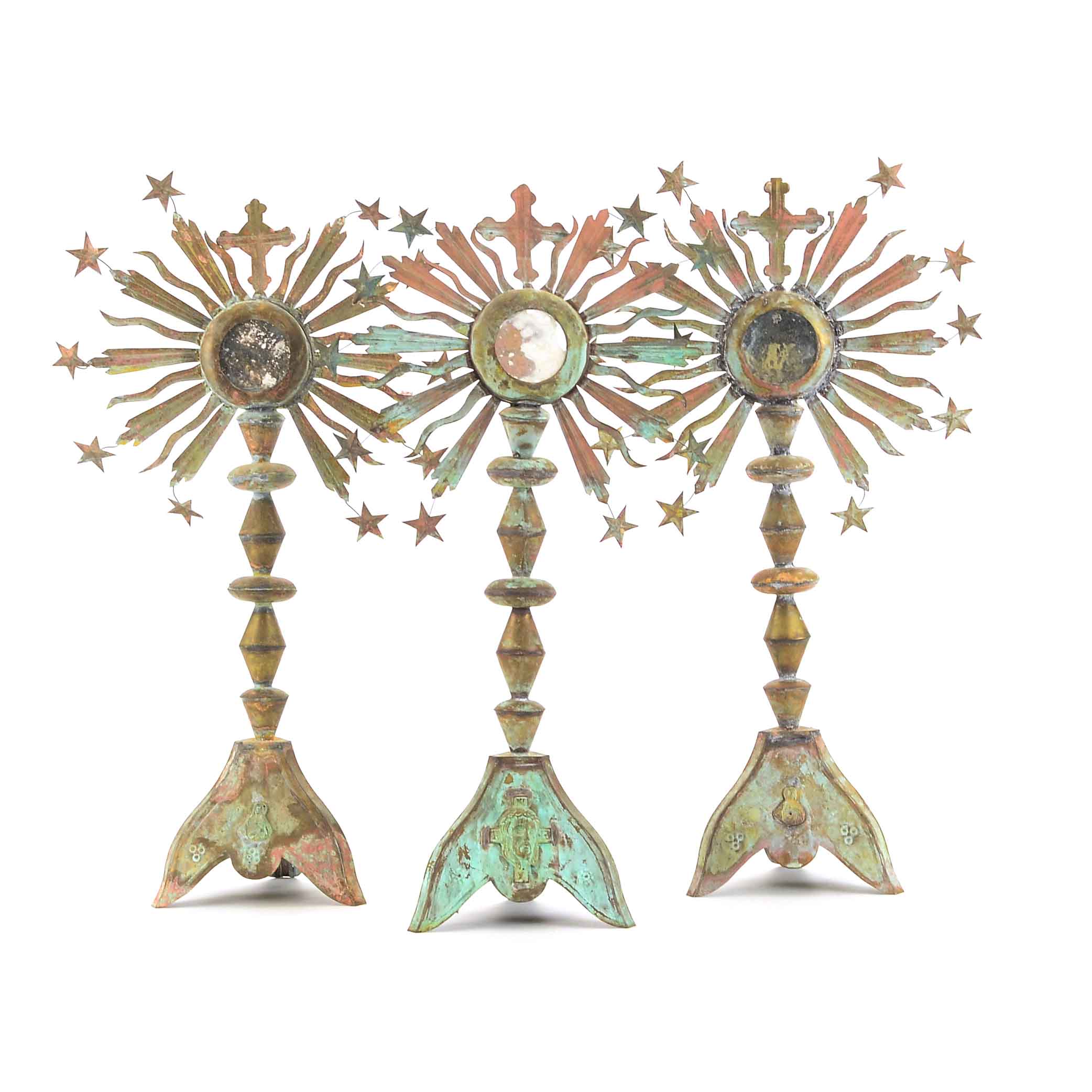 Religious Mexican Folk Art Candle Holders