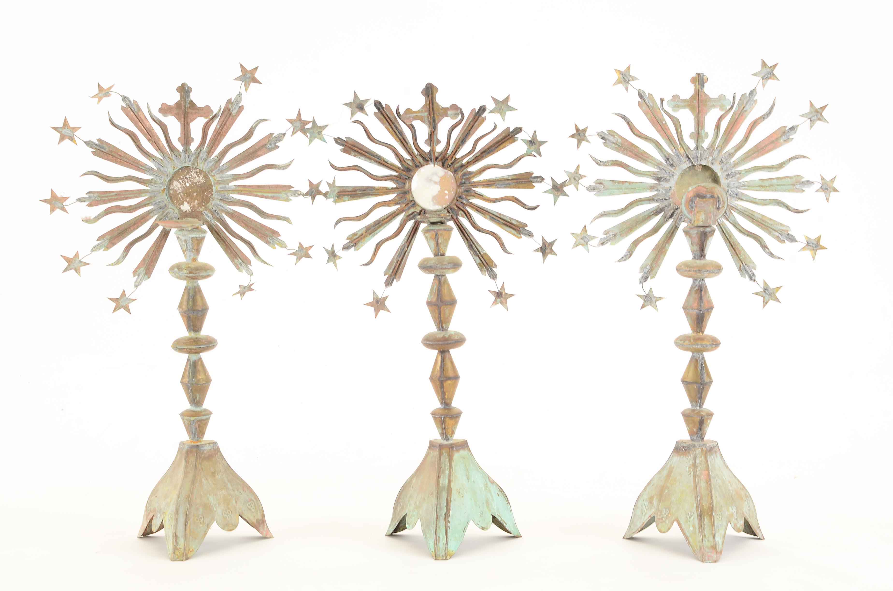 Religious Mexican Folk Art Candle Holders