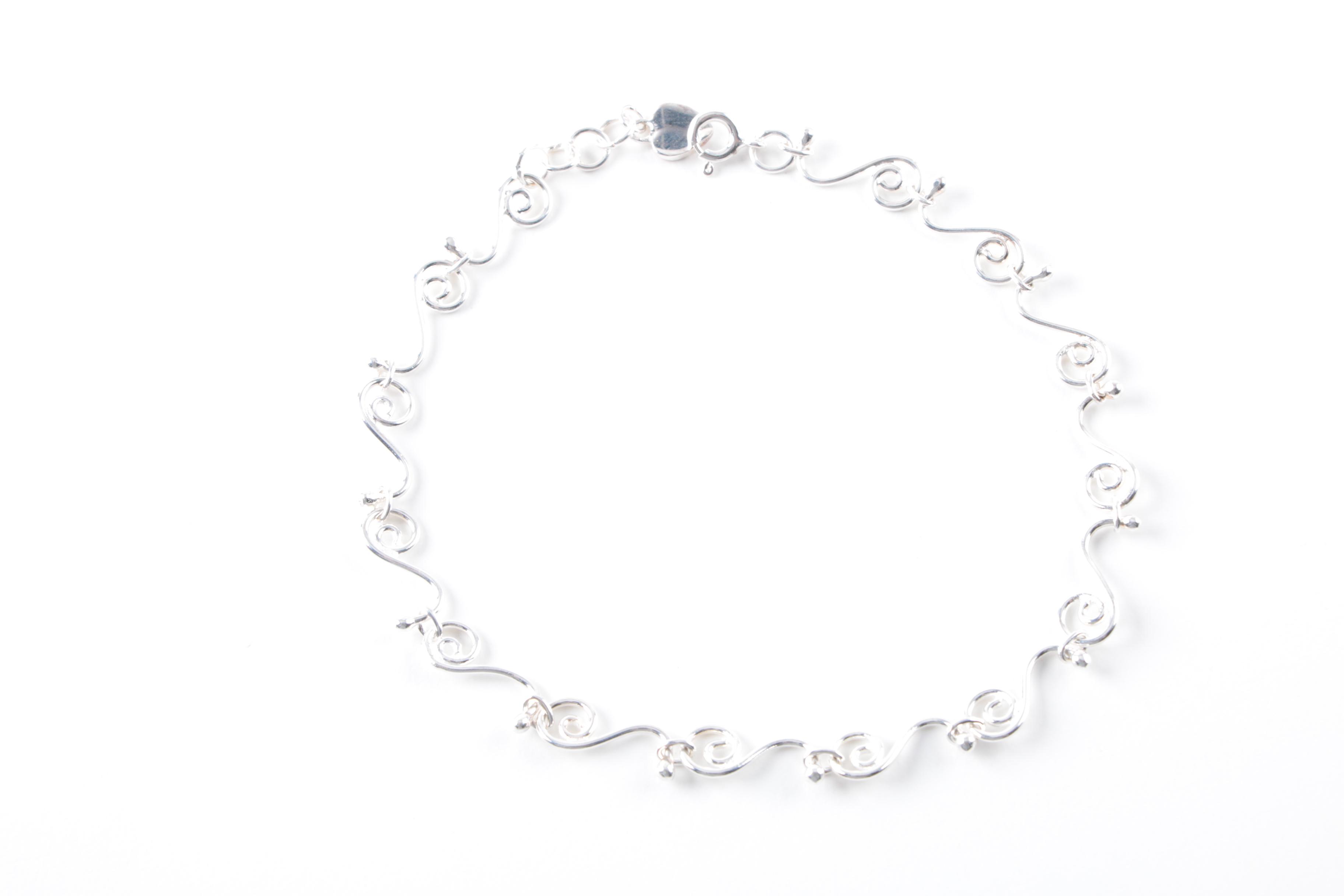 Sterling Silver Anklet and Bracelet Including Sapphire and Diamond