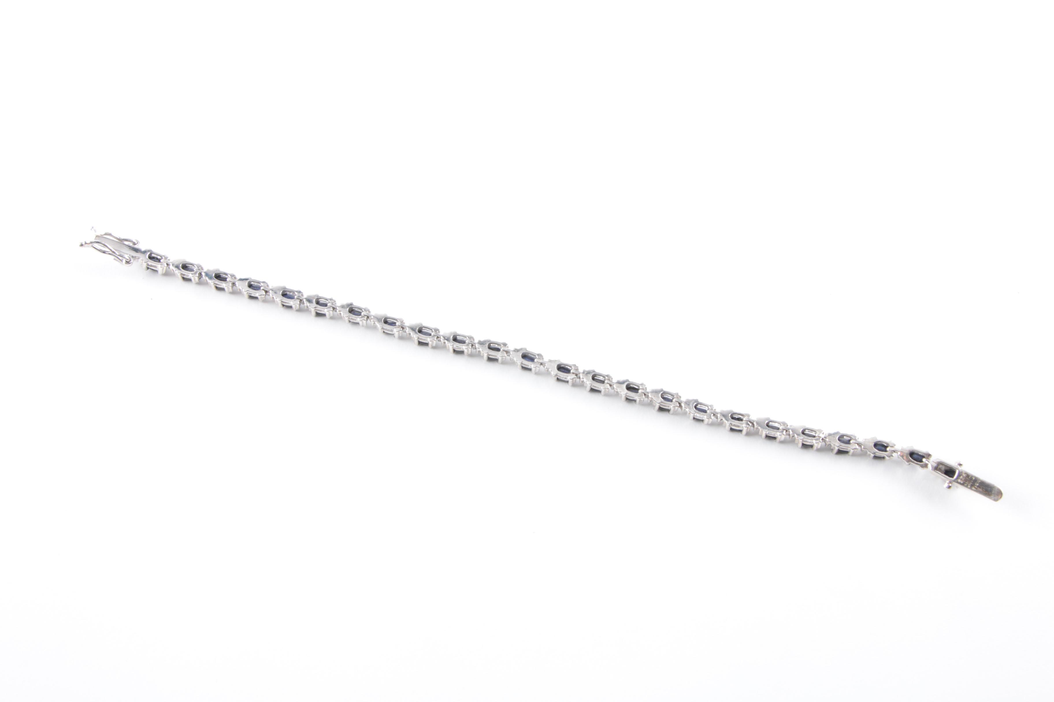 Sterling Silver Anklet and Bracelet Including Sapphire and Diamond