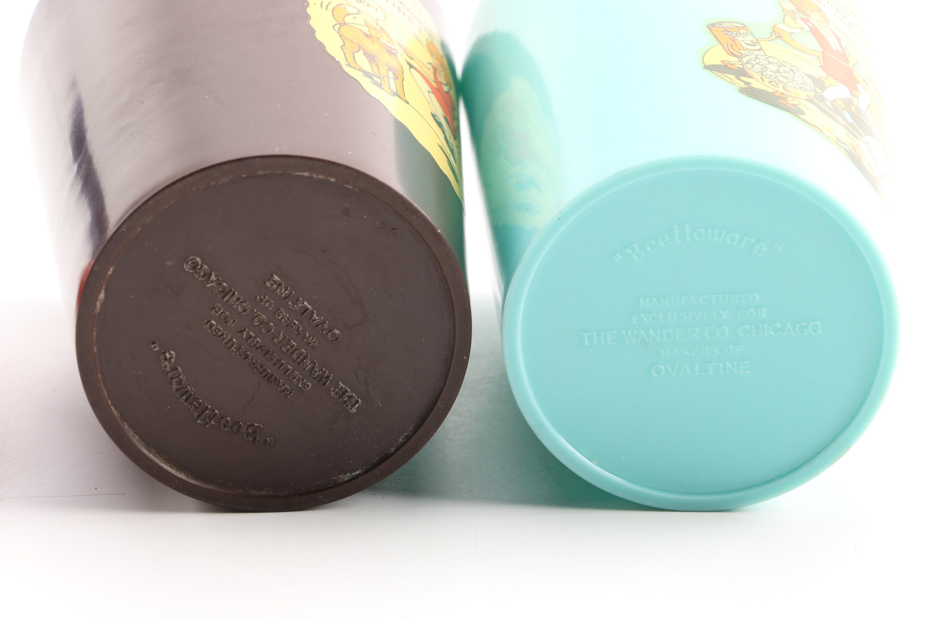 Vintage Comic Character Drinking Mugs Including Mickey and Minnie Mouse