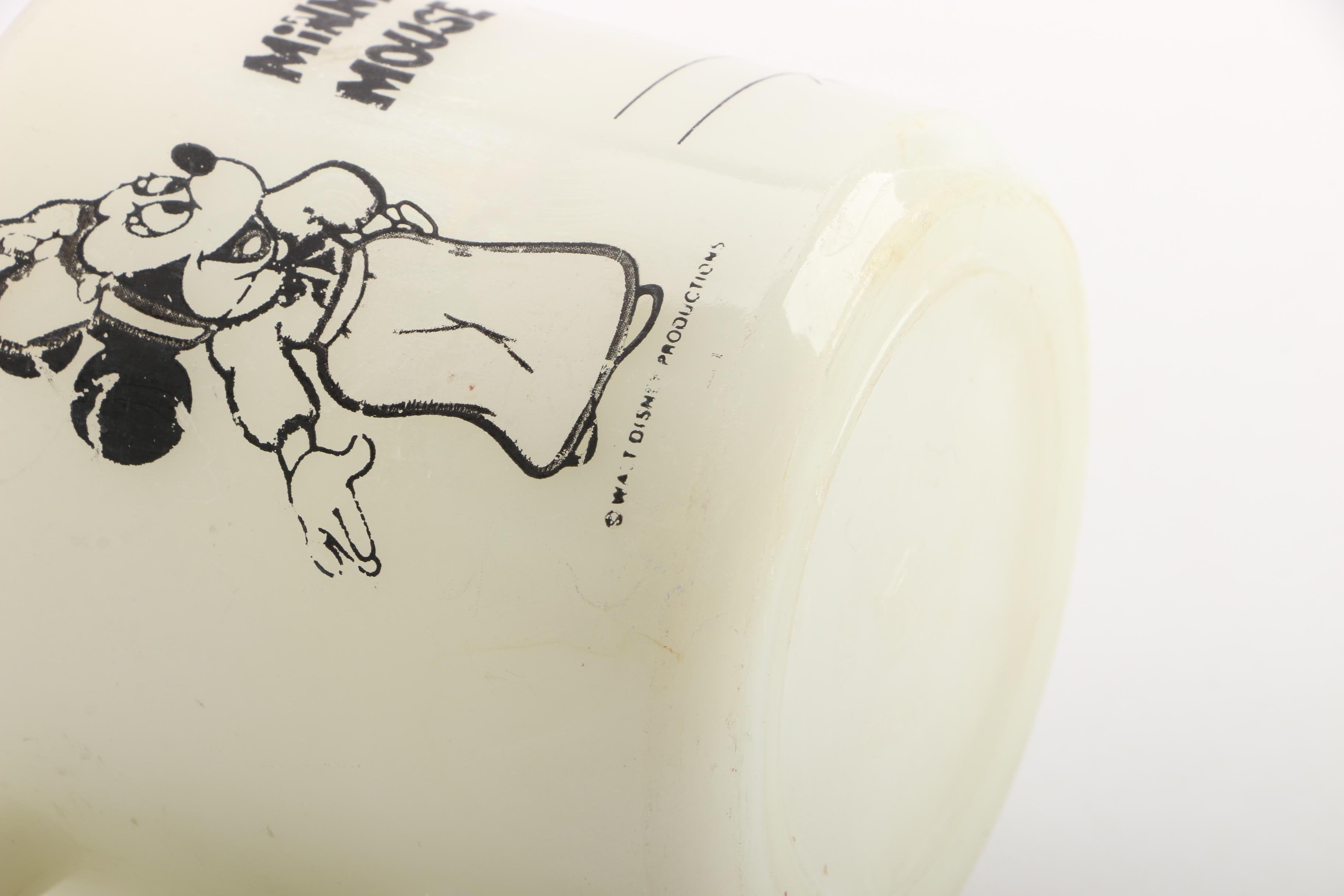 Vintage Comic Character Drinking Mugs Including Mickey and Minnie Mouse