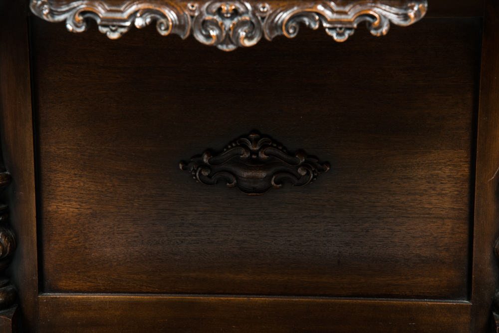 Vintage Jacobean Style Walnut Radio Cabinet