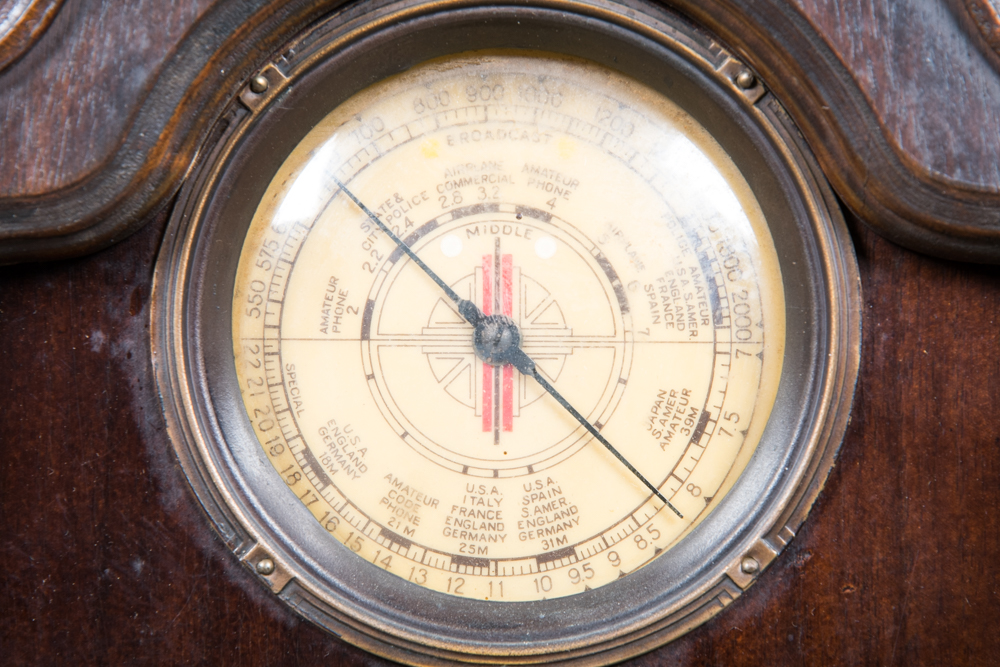 Vintage Jacobean Style Walnut Radio Cabinet