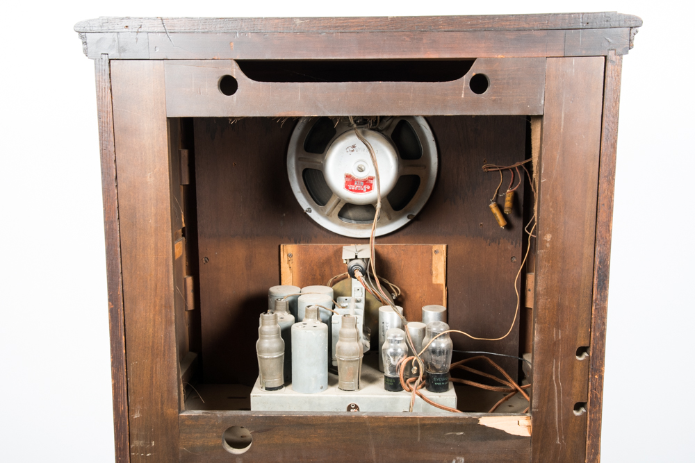 Vintage Jacobean Style Walnut Radio Cabinet