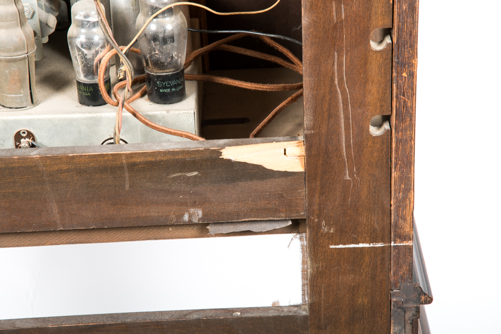 Vintage Jacobean Style Walnut Radio Cabinet