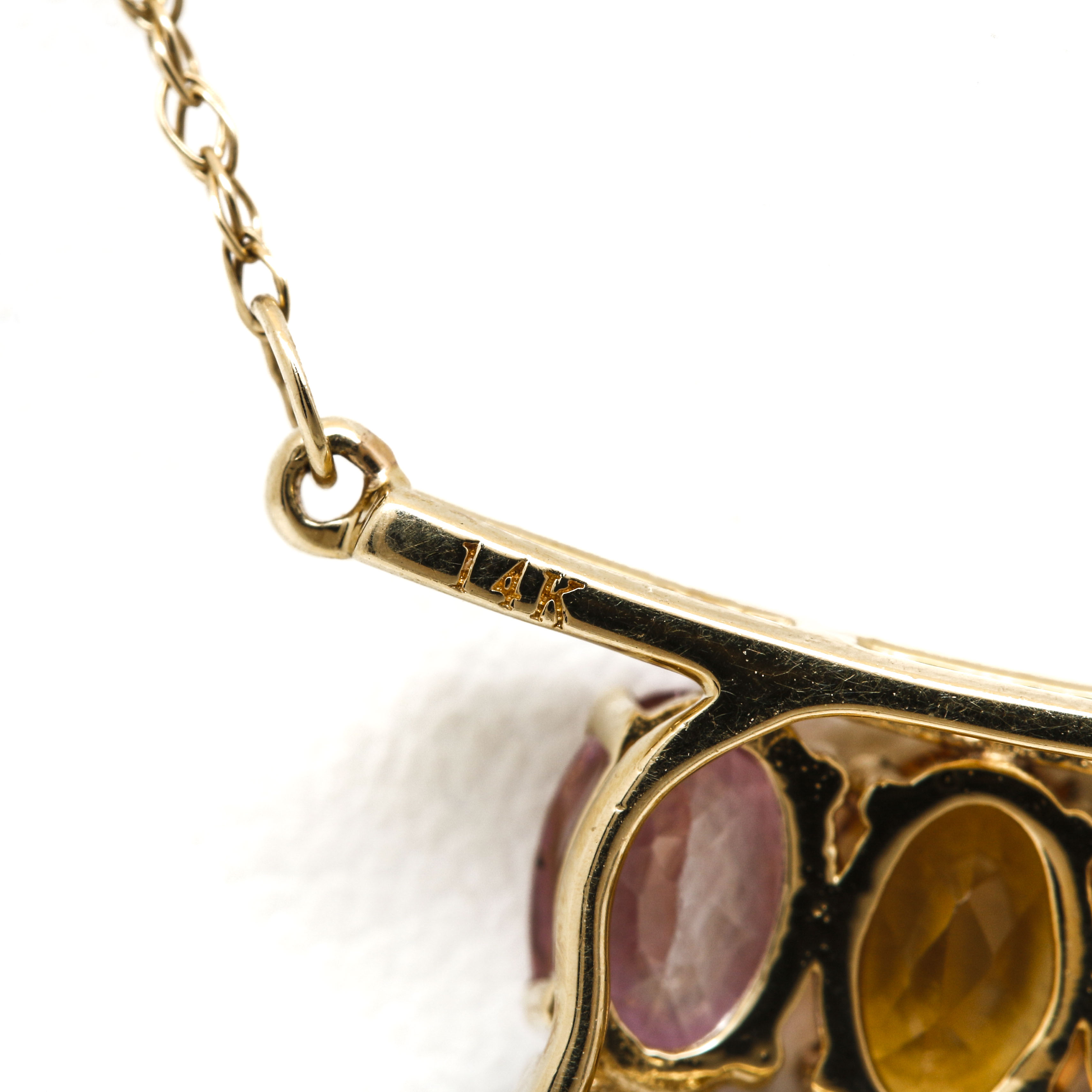 14K Yellow Gold Gemstone and Diamond Chandelier Necklace