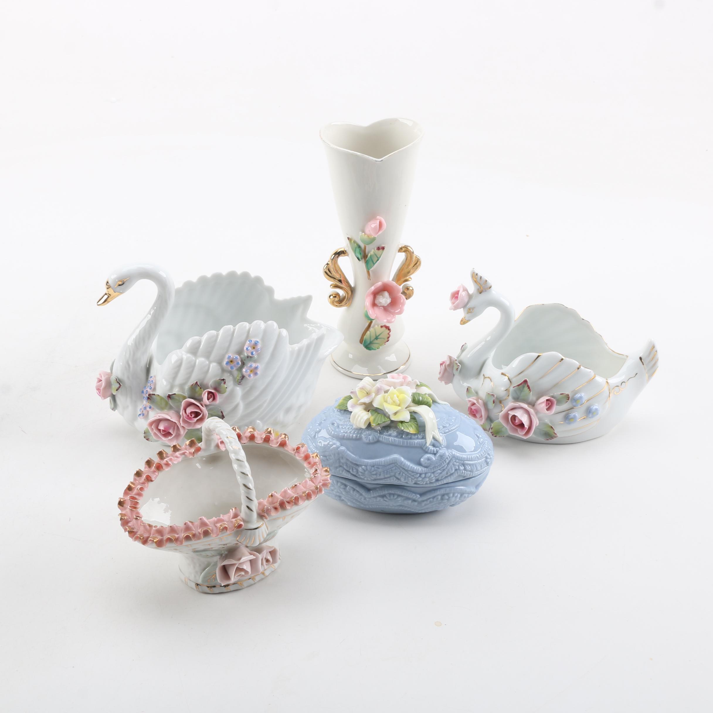 Hand Painted Porcelain Figurines Featuring Ucagco Japan