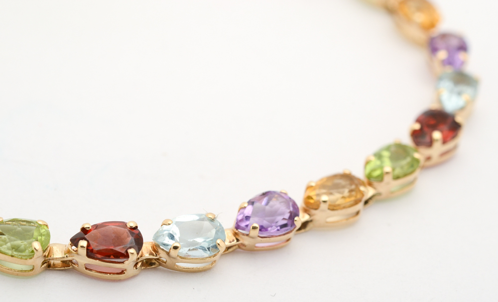 14K Yellow Gold Multi-Gemstone Bracelet
