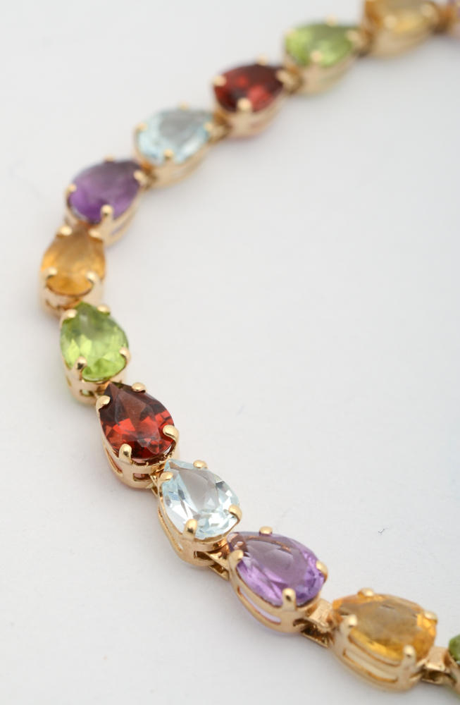 14K Yellow Gold Multi-Gemstone Bracelet