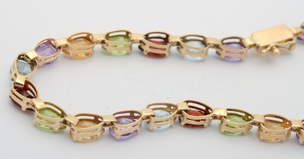 14K Yellow Gold Multi-Gemstone Bracelet