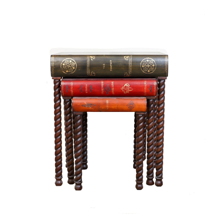 Vintage Book Motif Nesting Tables