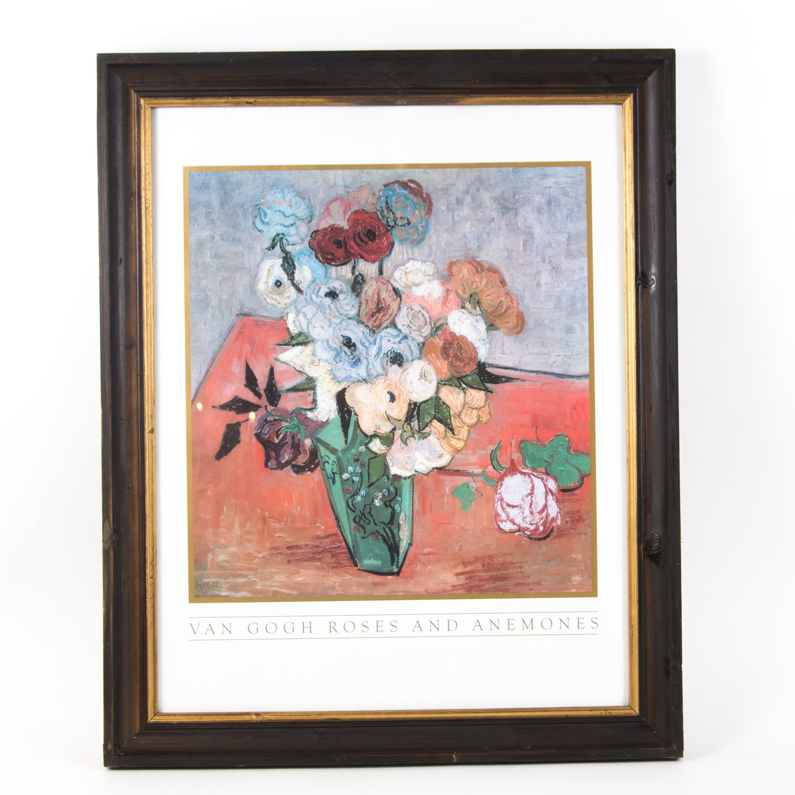 Offset Lithographic PostAfter Van Gogh's "Japanese Vase with Roses and Anemones"