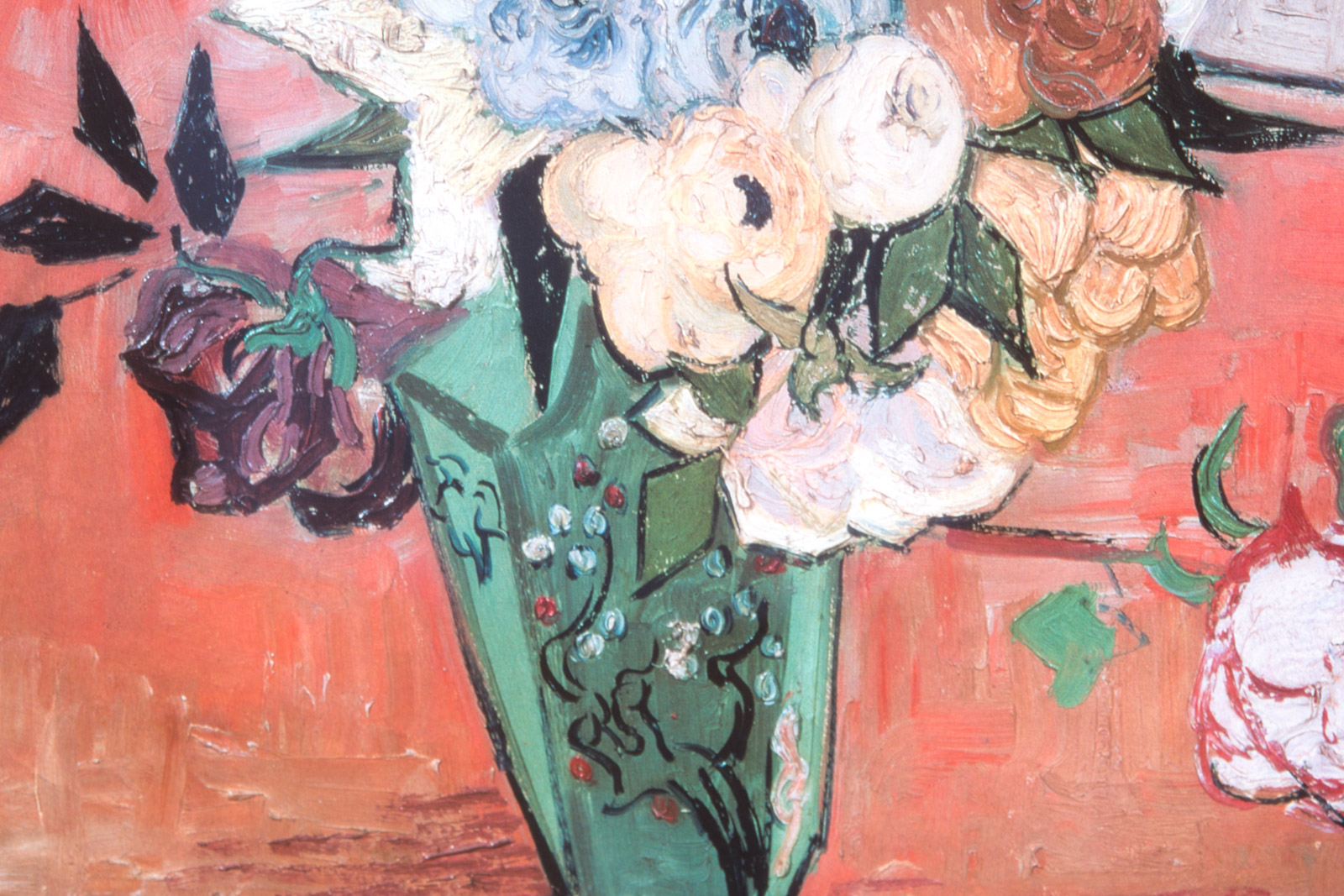 Offset Lithographic PostAfter Van Gogh's "Japanese Vase with Roses and Anemones"
