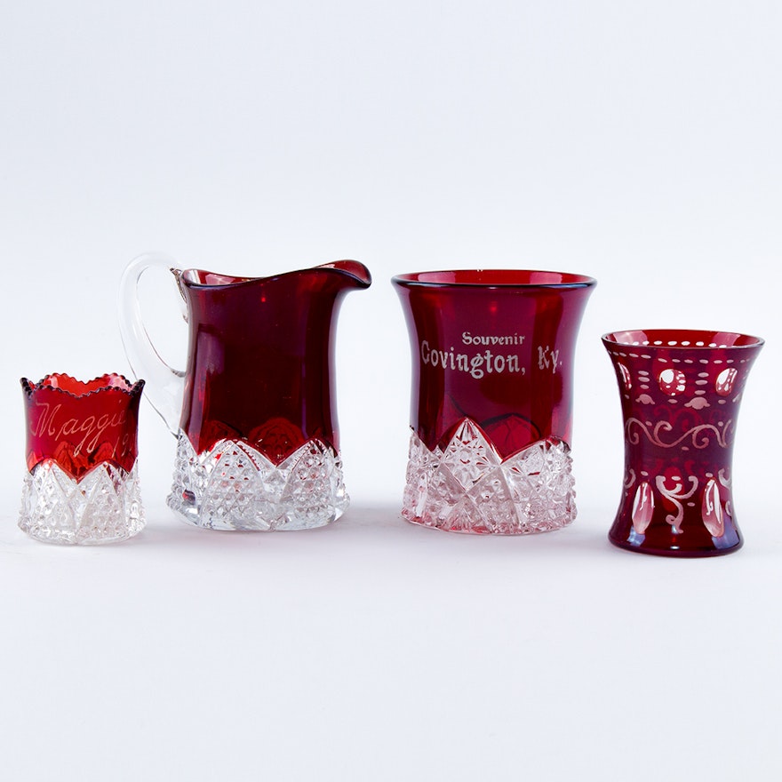 Antique and Vintage Flashed Ruby Glass