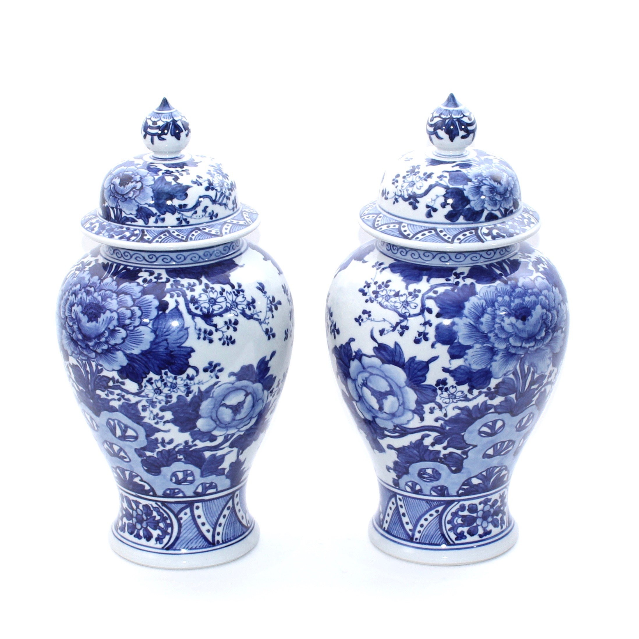 LJ Japan Porcelain Blue and White Urns