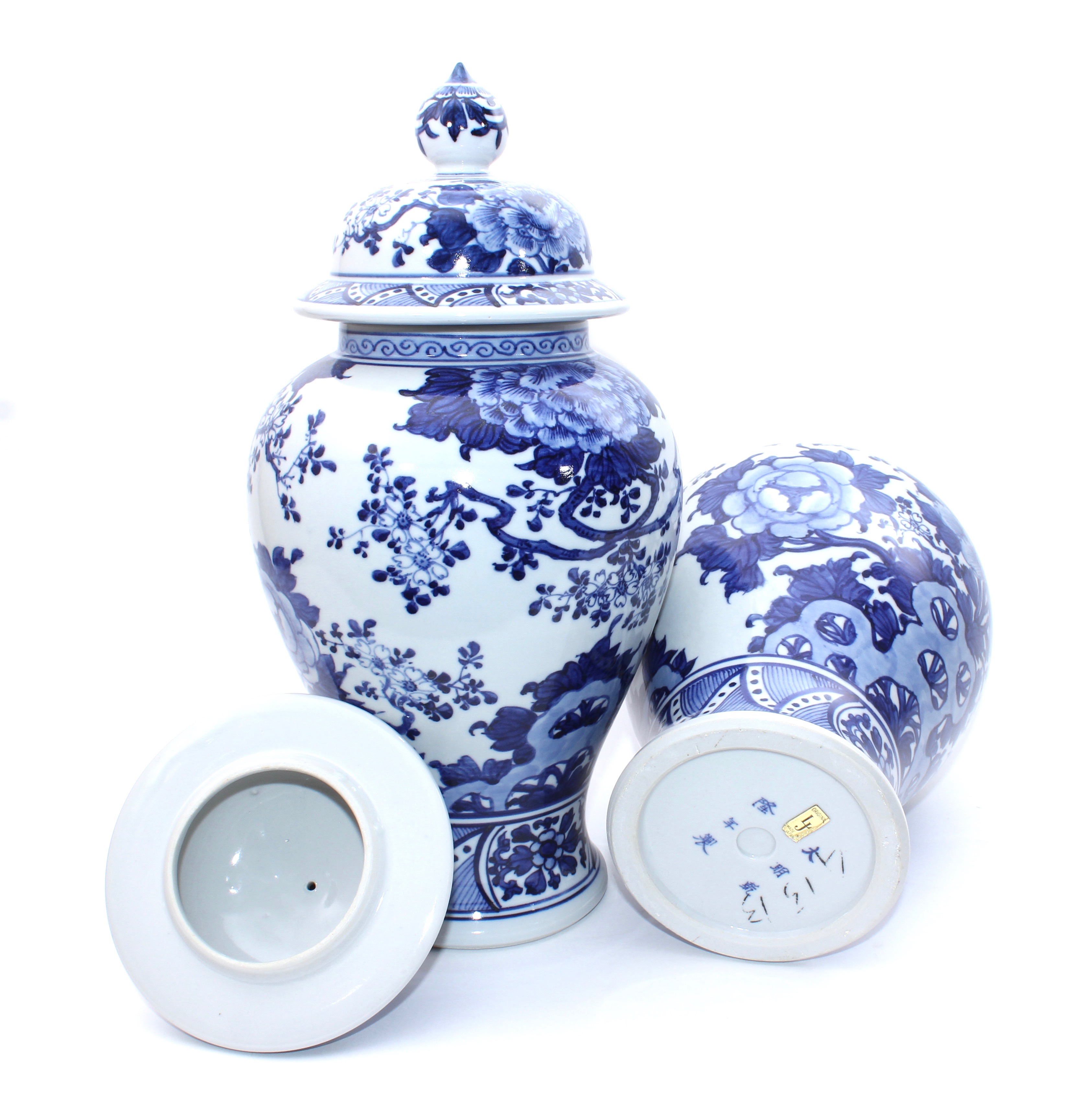 LJ Japan Porcelain Blue and White Urns