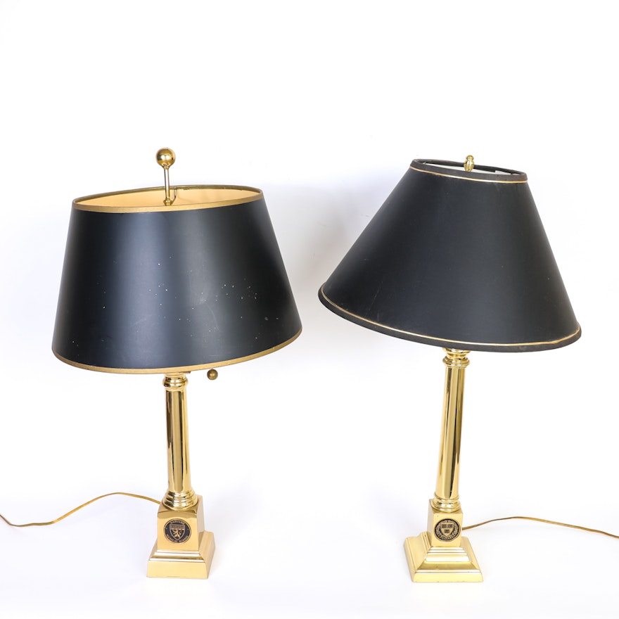 Harvard University Brass Table Lamps
