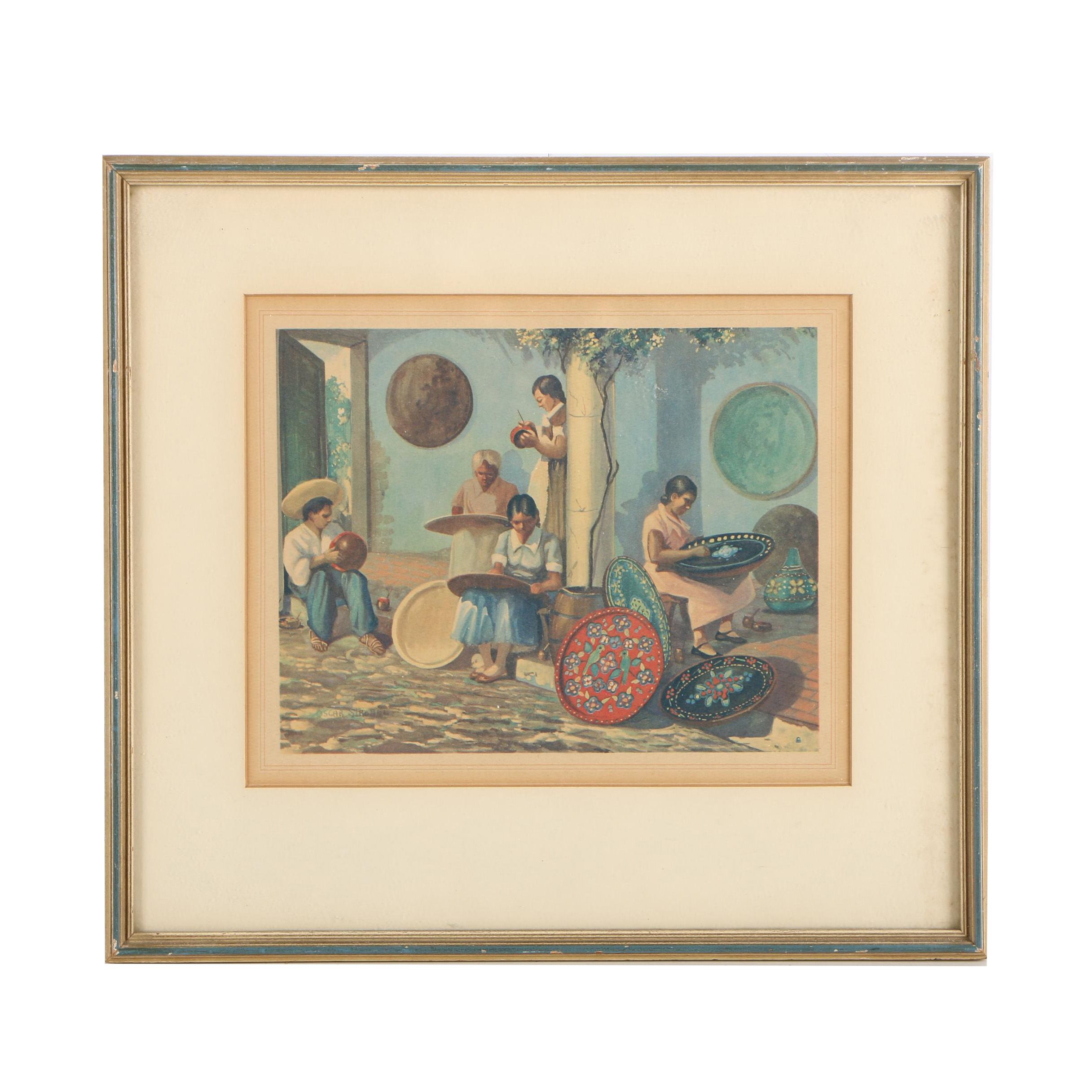 Vintage Reproduction Print After Oscar Strobel