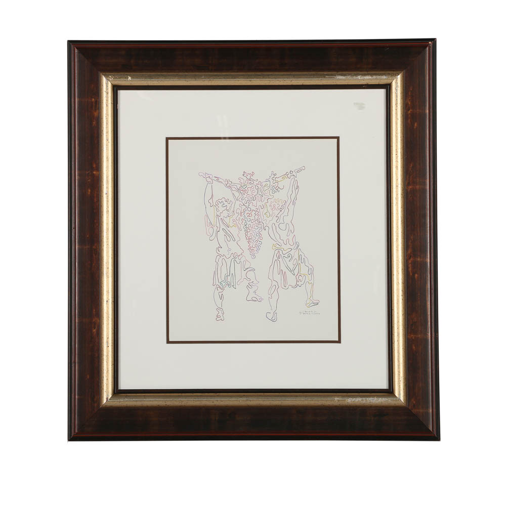 Guillaume Azoulay Colored Pencil Drawing "Grape Carriers"