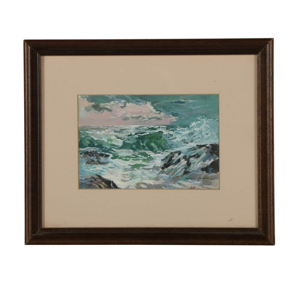 Dennis Poirier Oil Painting on Paper of Tidal Waves