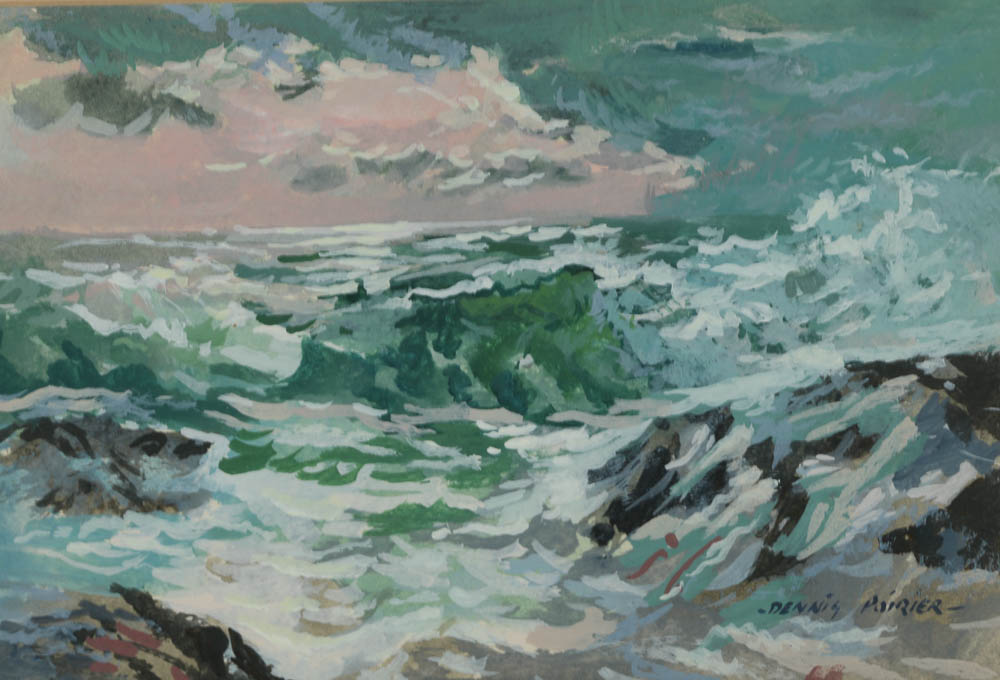 Dennis Poirier Oil Painting on Paper of Tidal Waves