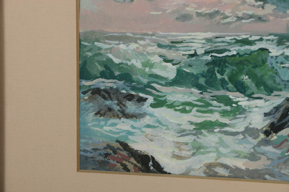 Dennis Poirier Oil Painting on Paper of Tidal Waves