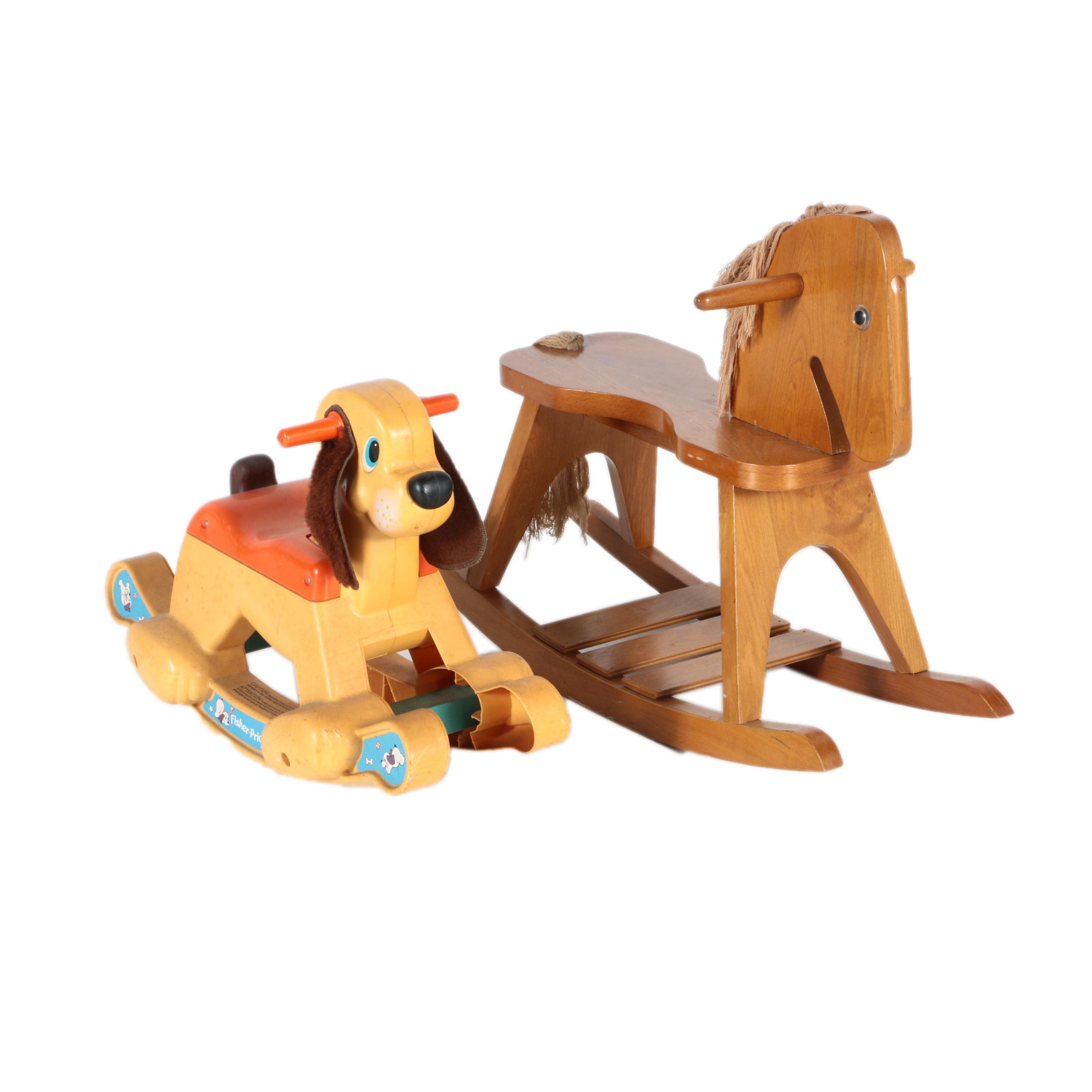 Fisher-Price Rocking Dog and Wooden Rocking Horse