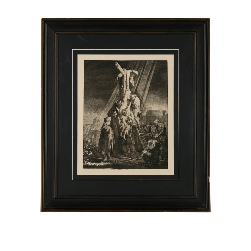 Copy Engraving After Rembrandt van Rijn "Descent from the Cross (Second Plate)"