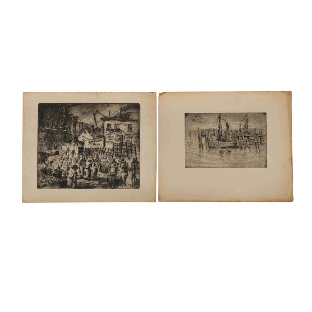 Pair of Jean Virginia Hogan Etchings