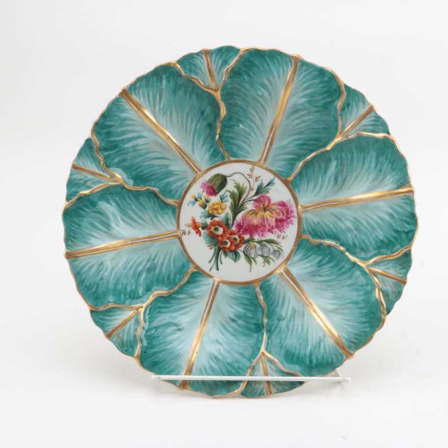 Vintage Meissen Style Leaf Molded Porcelain Plate