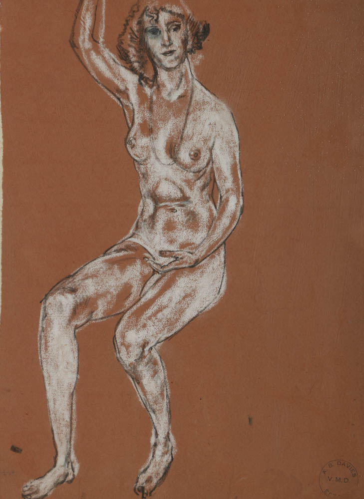 Arthur Bowen Davies Charcoal Drawing on Paper of a Female Figure