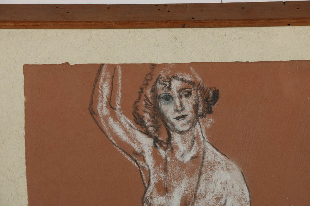 Arthur Bowen Davies Charcoal Drawing on Paper of a Female Figure
