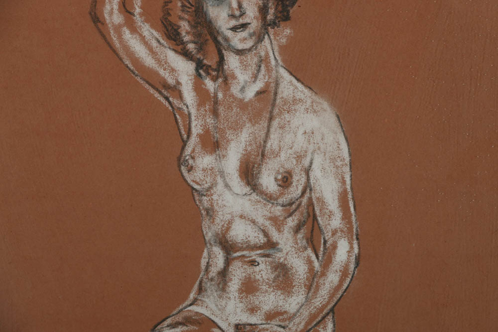 Arthur Bowen Davies Charcoal Drawing on Paper of a Female Figure