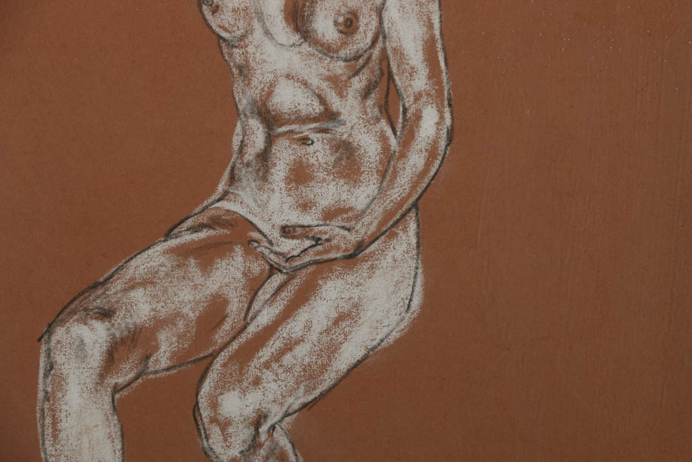 Arthur Bowen Davies Charcoal Drawing on Paper of a Female Figure