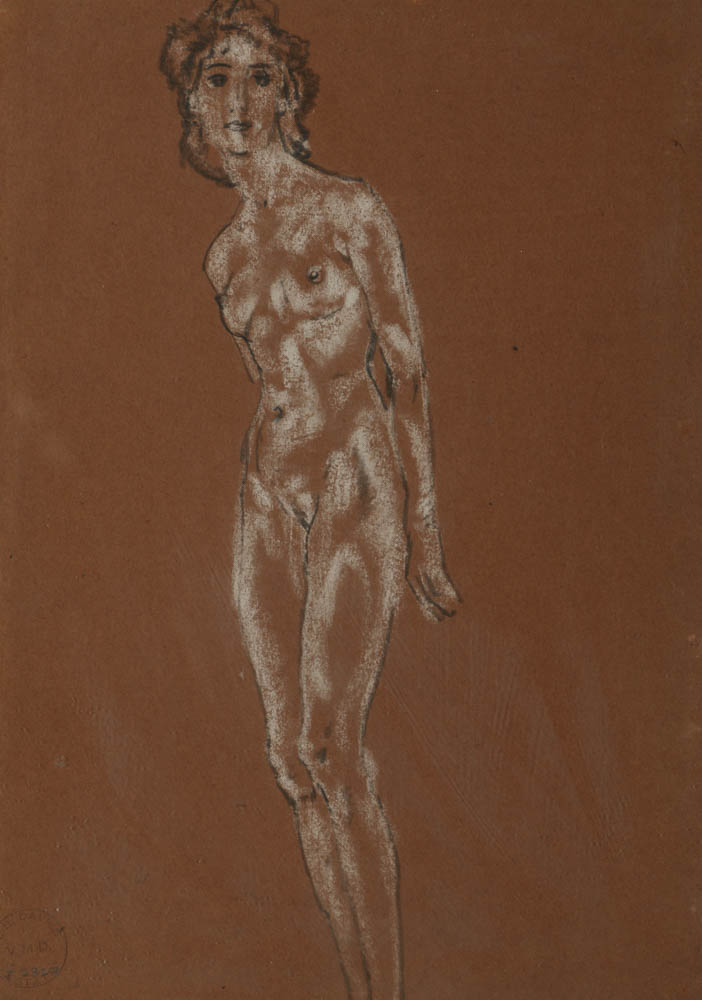 Arthur Bowen Davies Charcoal Drawing on Paper of a Female Figure