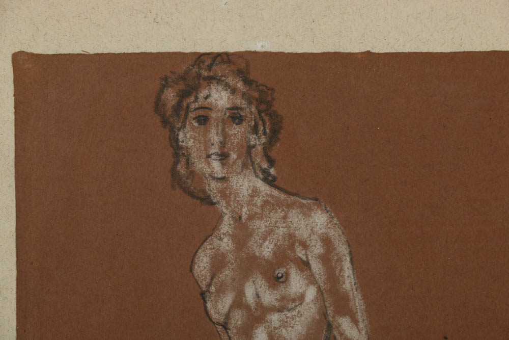Arthur Bowen Davies Charcoal Drawing on Paper of a Female Figure