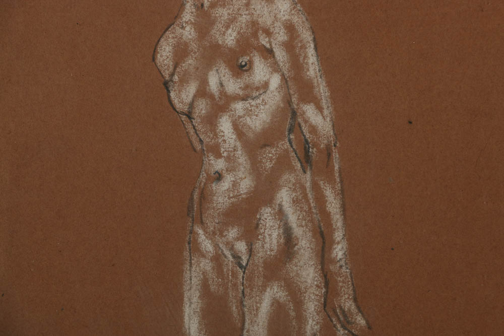 Arthur Bowen Davies Charcoal Drawing on Paper of a Female Figure